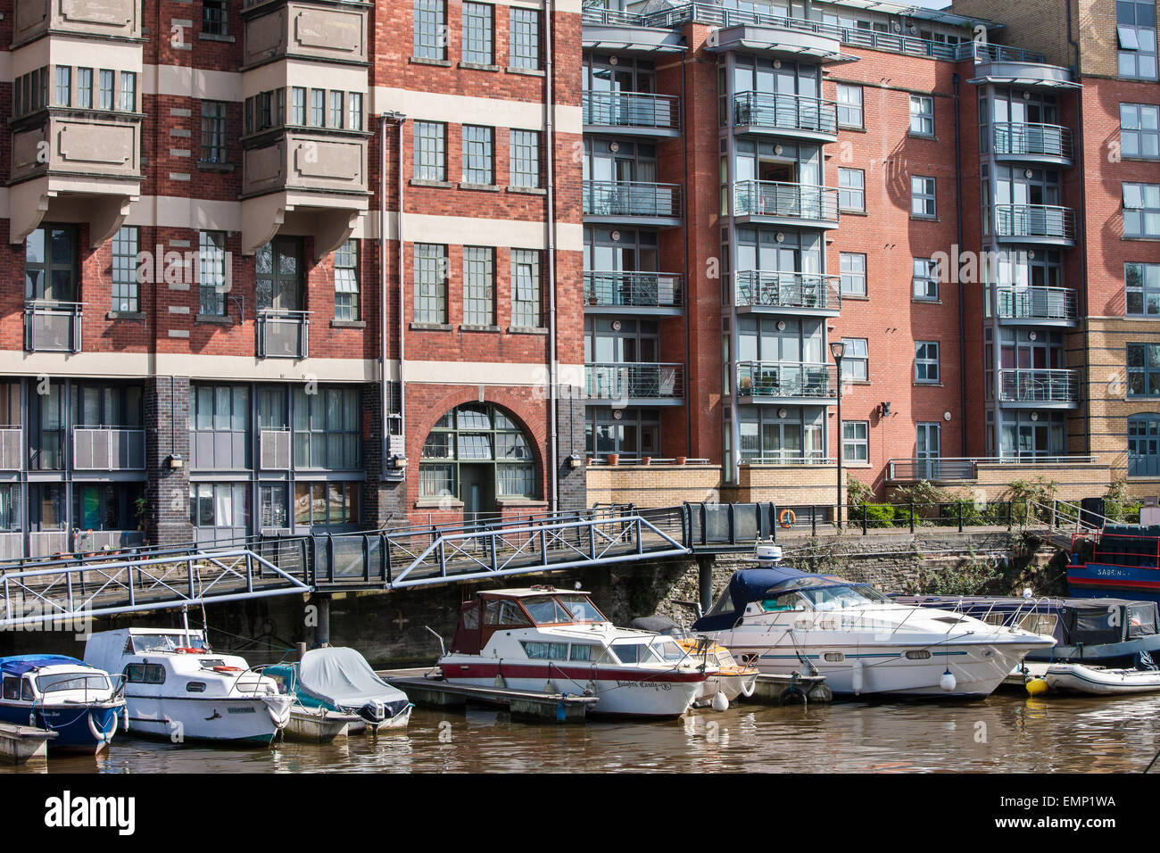 Modern flats / apartment buildings along riverside near Harbourside