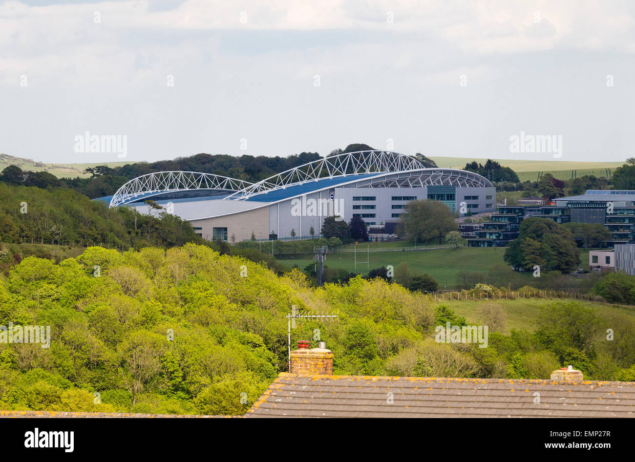The Amex Stadium is Brighton and Hove Albion Football Club's ground. Stock Photo