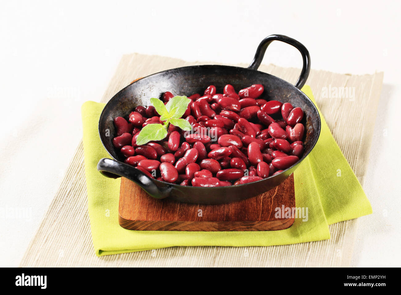 Cooked kidney beans in a skillet Stock Photo