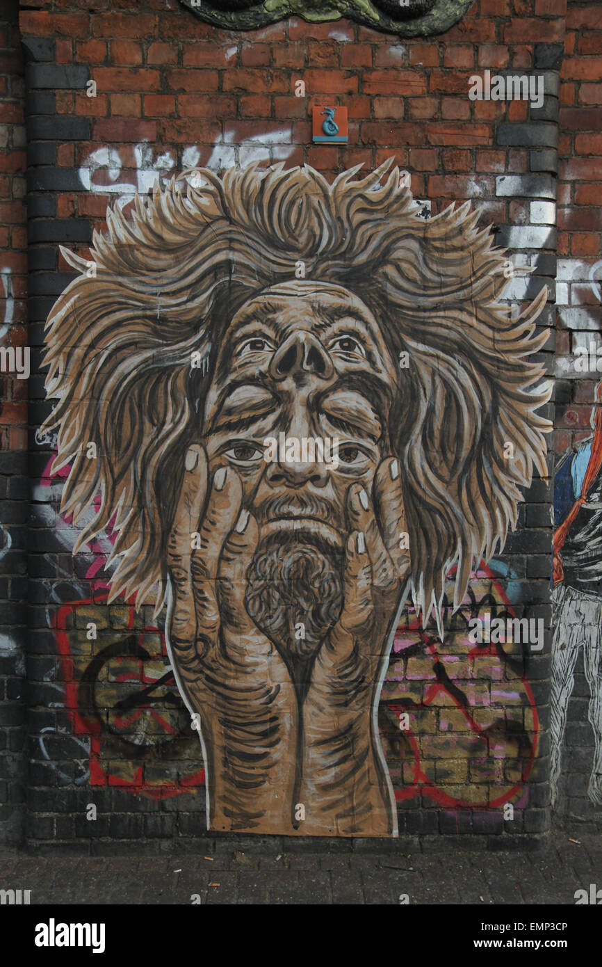 London, UK. 21 April 2015. Grafitti along Quaker Street leading to Brick Lane. Credit: David Mbiyu/ Alamy Stock Photo