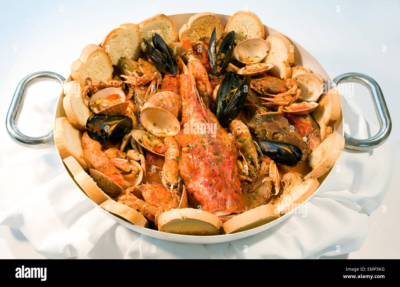 Marotta Di Fano Adriatic Zuppa Di Pesce (Fish Soup)-Typical of the towns on the Adriatic Riviera, Italy Stock Photo