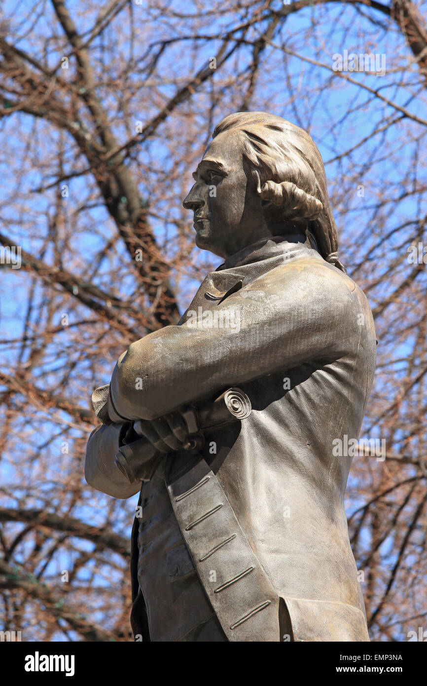Boston Massachusetts Freedom Trail landmark Sam, Samuel Adams statue. Stock Photo