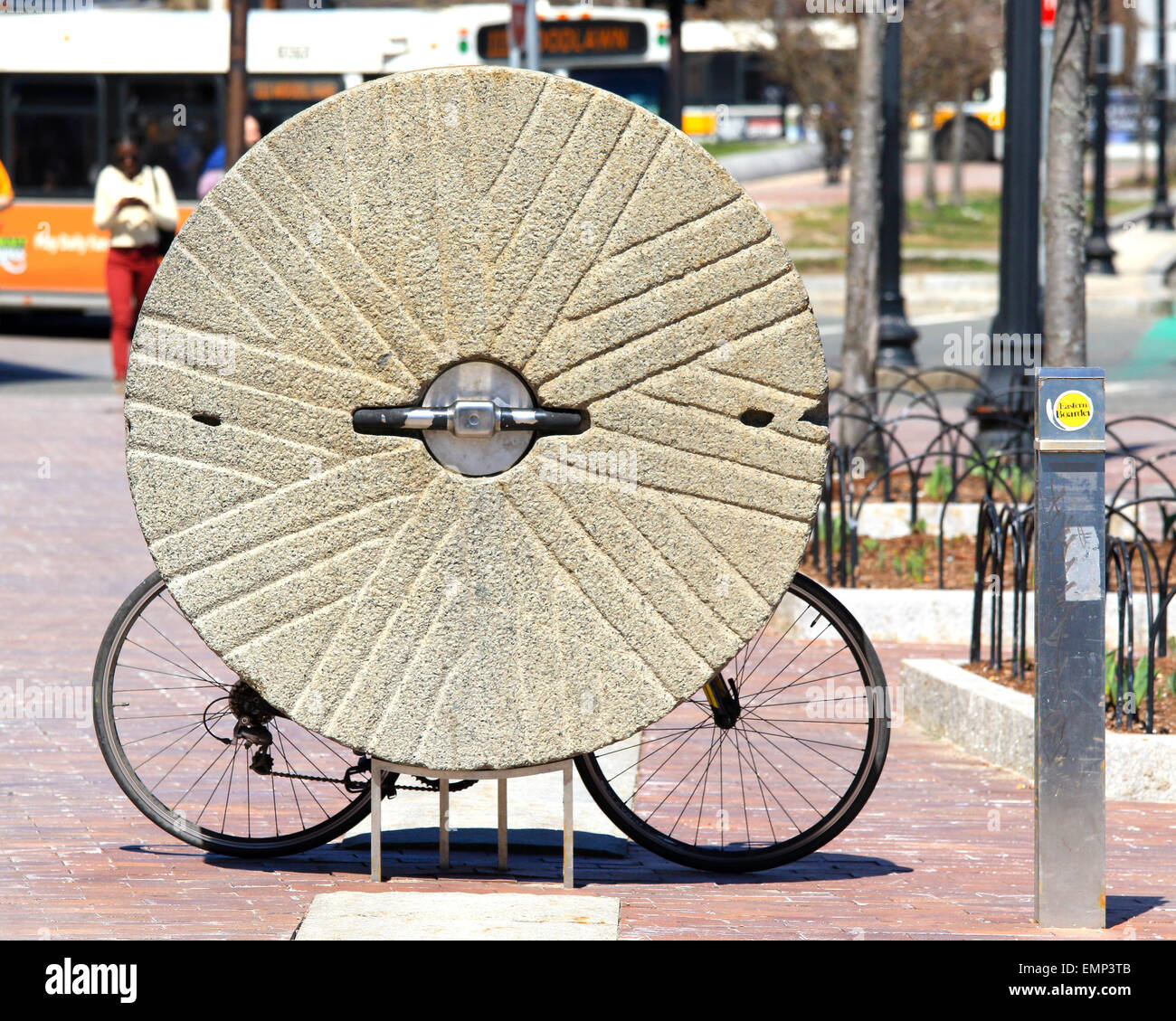 Boston Massachusetts street art grist mill and bicycle Stock Photo Alamy