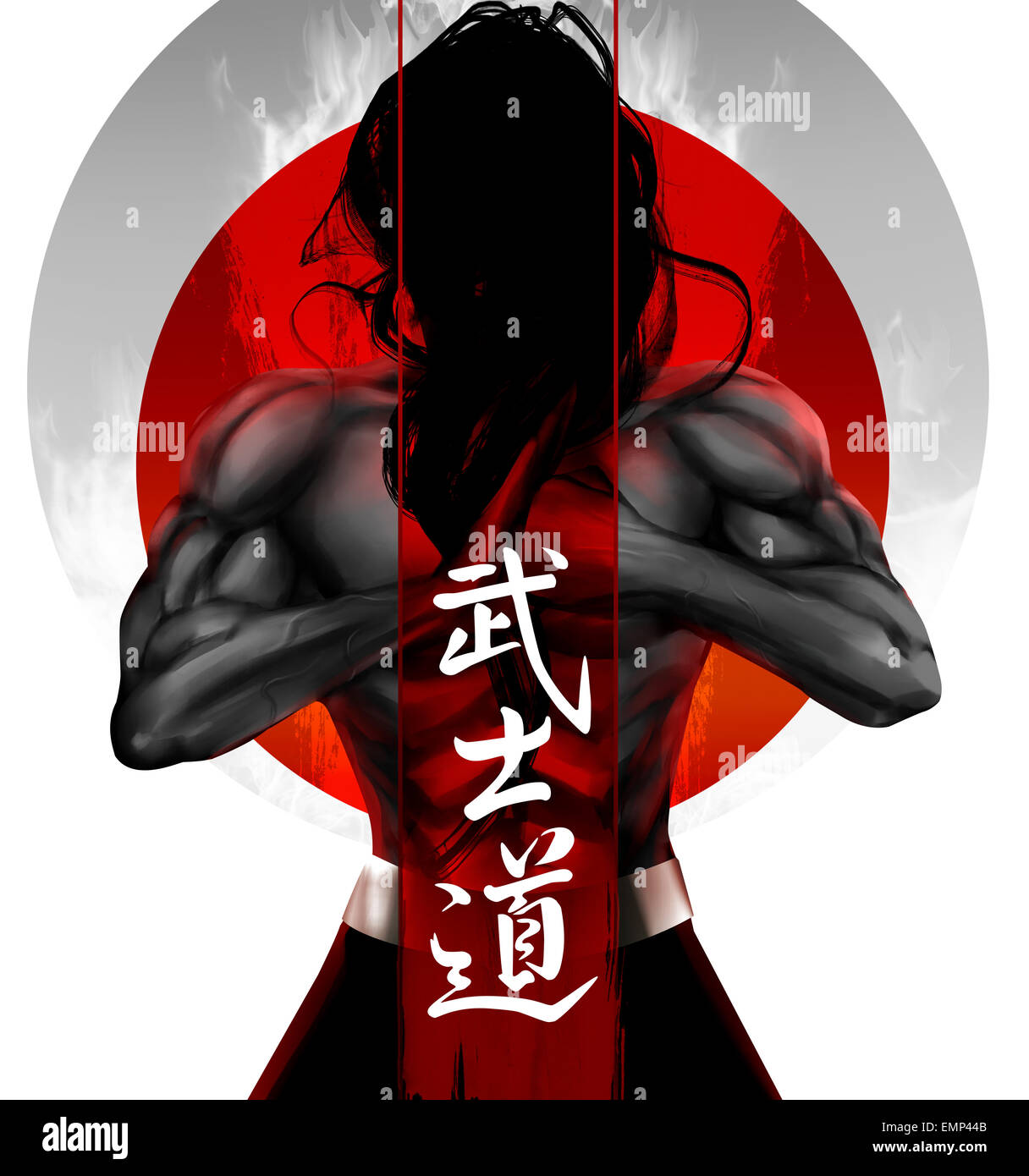 Samurai Bushido Art - Japanese word for the way of the samurai life Stock Photo