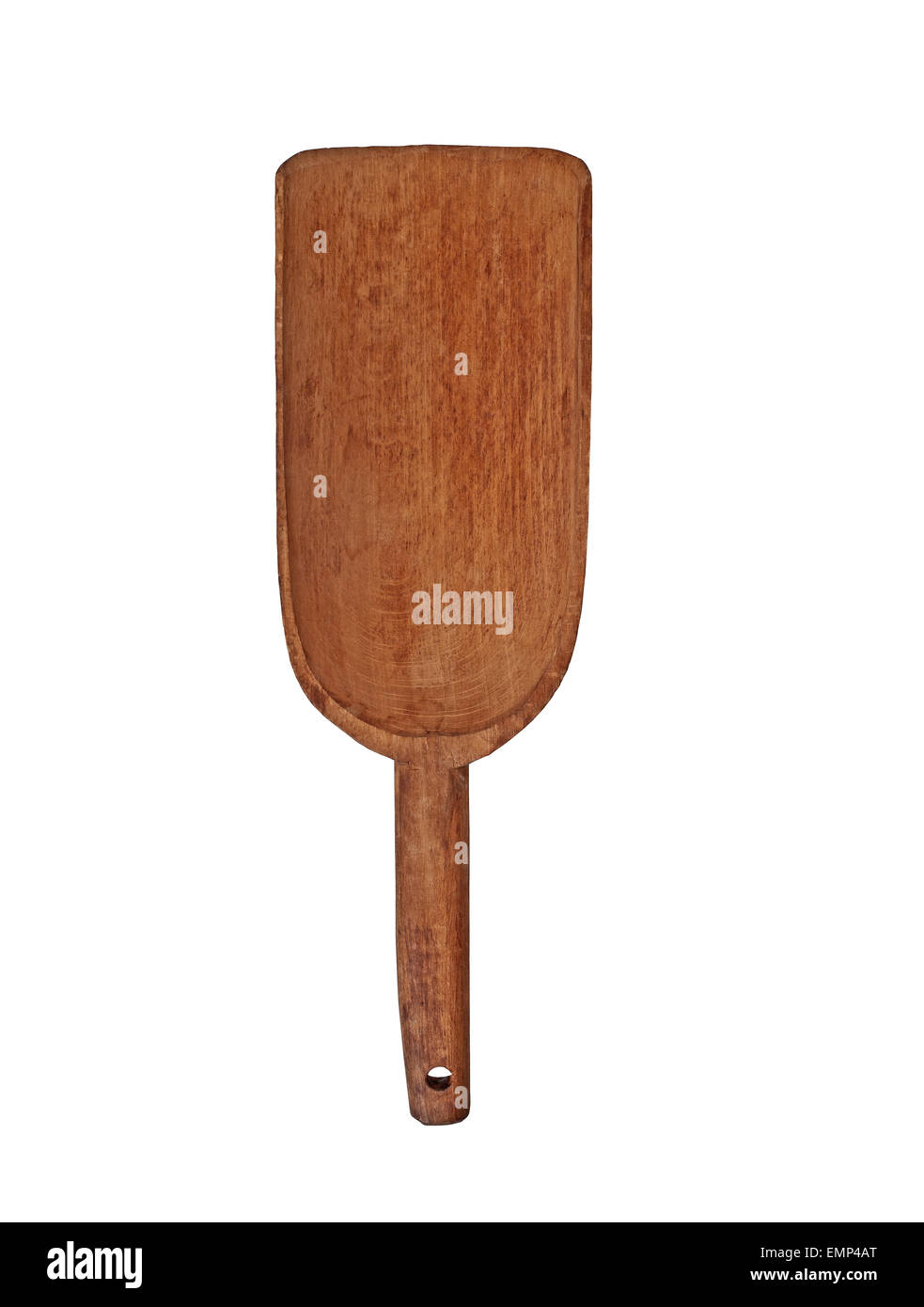 vintage wooden flour or sugar shovel isolated over white, clipping path Stock Photo