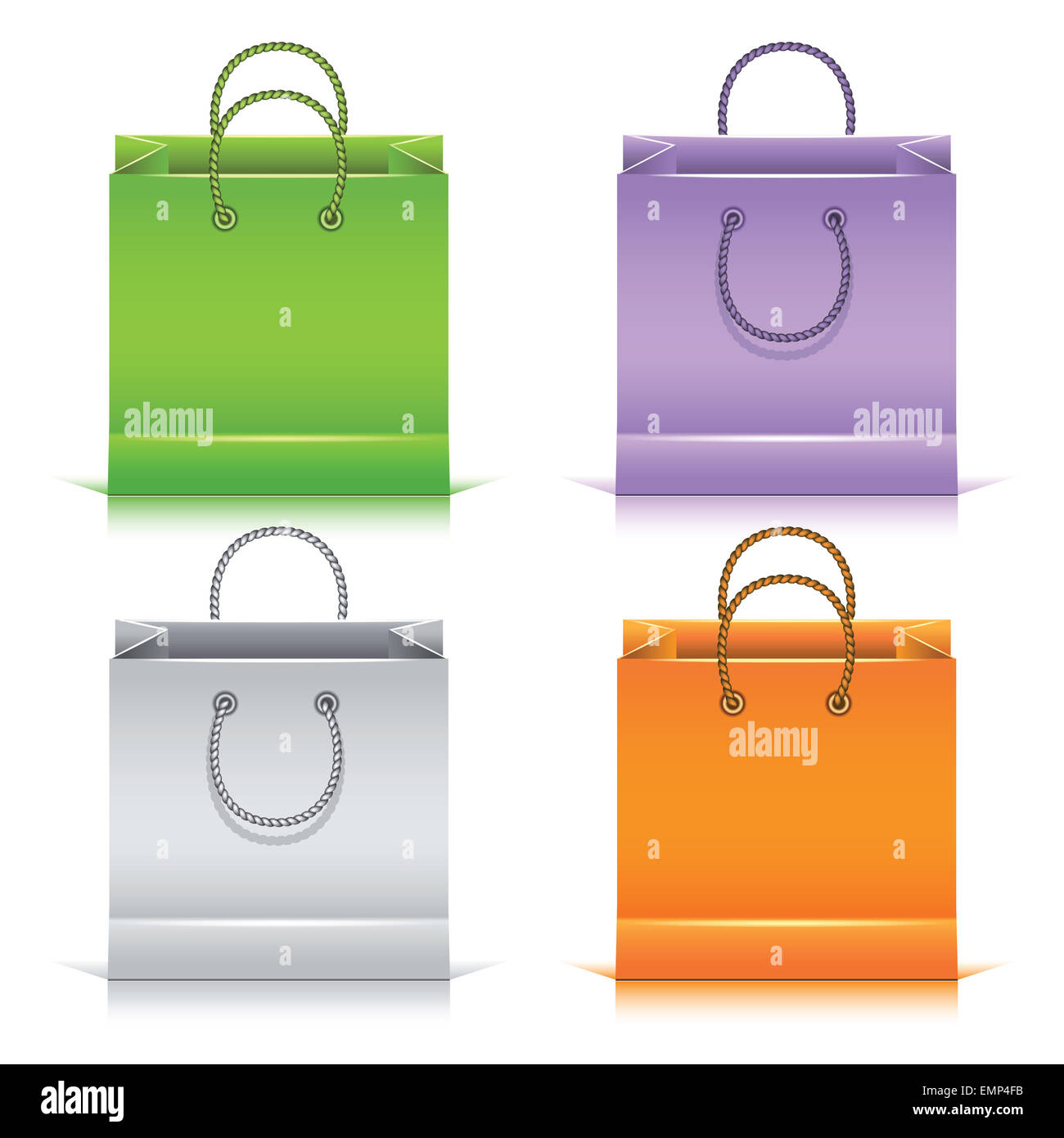 Set of the colorful paper shopping bags isolated on white background ...