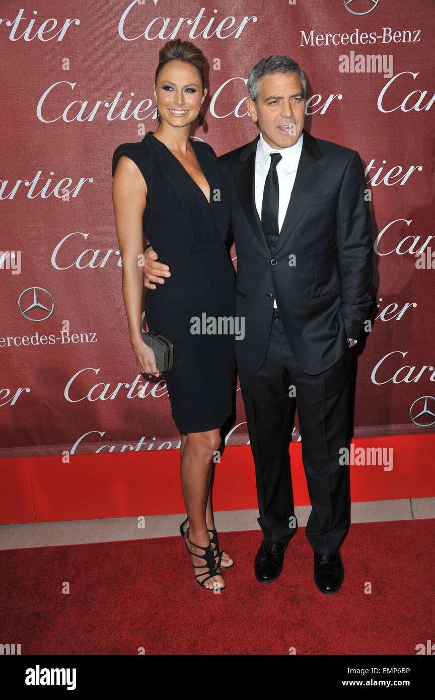PALM SPRINGS, CA - JANUARY 7, 2012: George Clooney & Stacy Keibler at the 2012 Palm Springs Film Festival Awards Gala at the Palm Springs Convention Centre. January 7, 2012 Palm Springs, CA Stock Photo