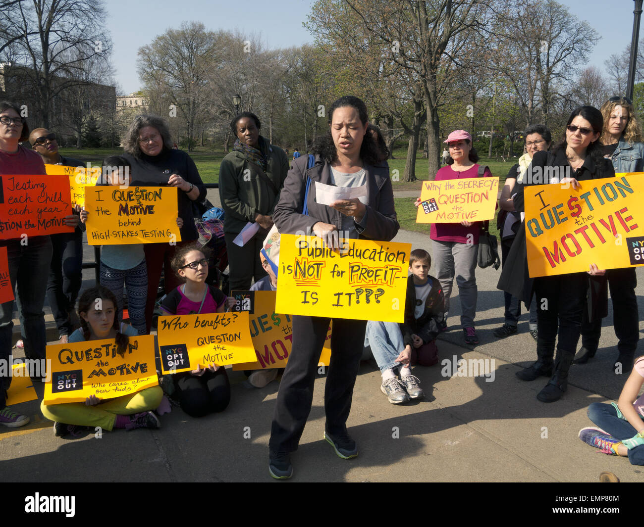 NYC Opt-Out rally in Prospect Park in Brooklyn, NY, April 21, 2015. Stock Photo