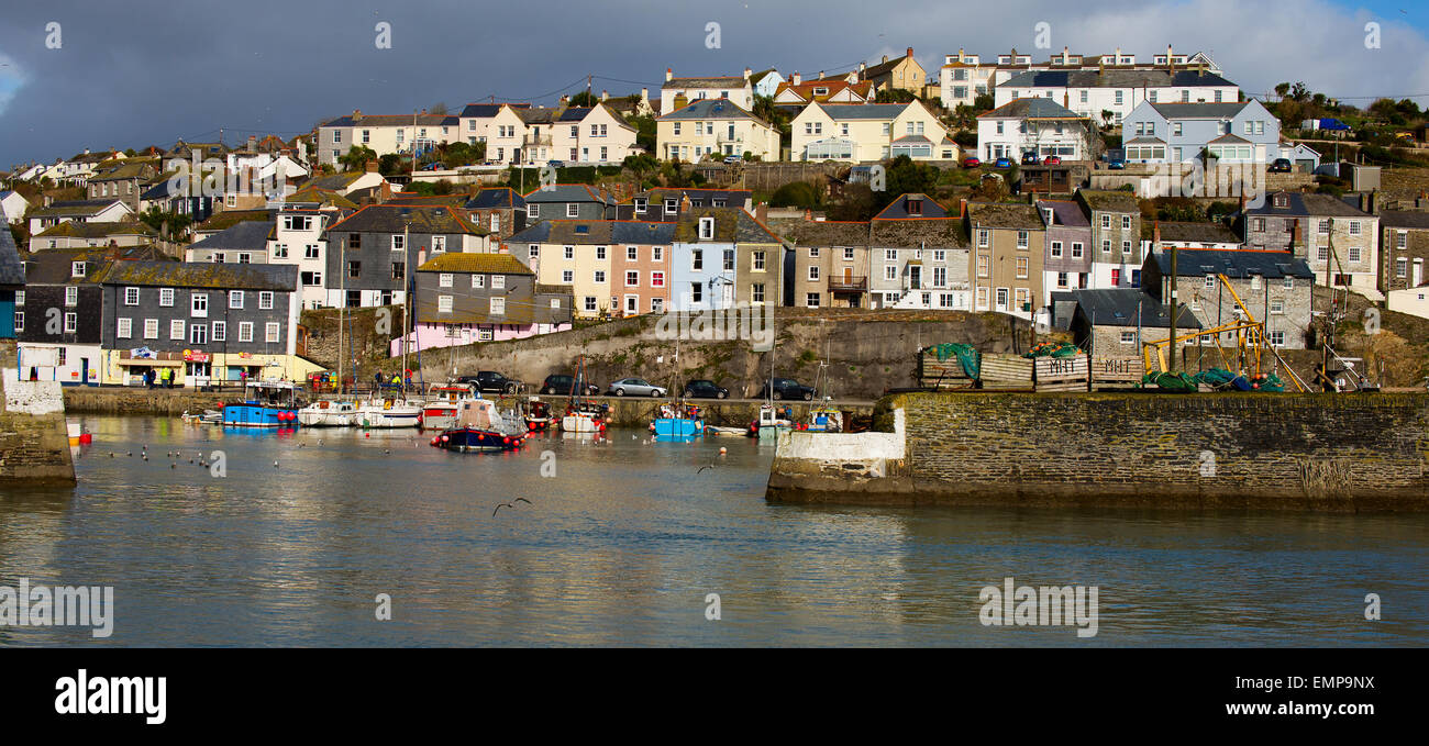 The colorful houses of Mevagissey, town and harbour, Cornwall, England, UK. Stock Photo