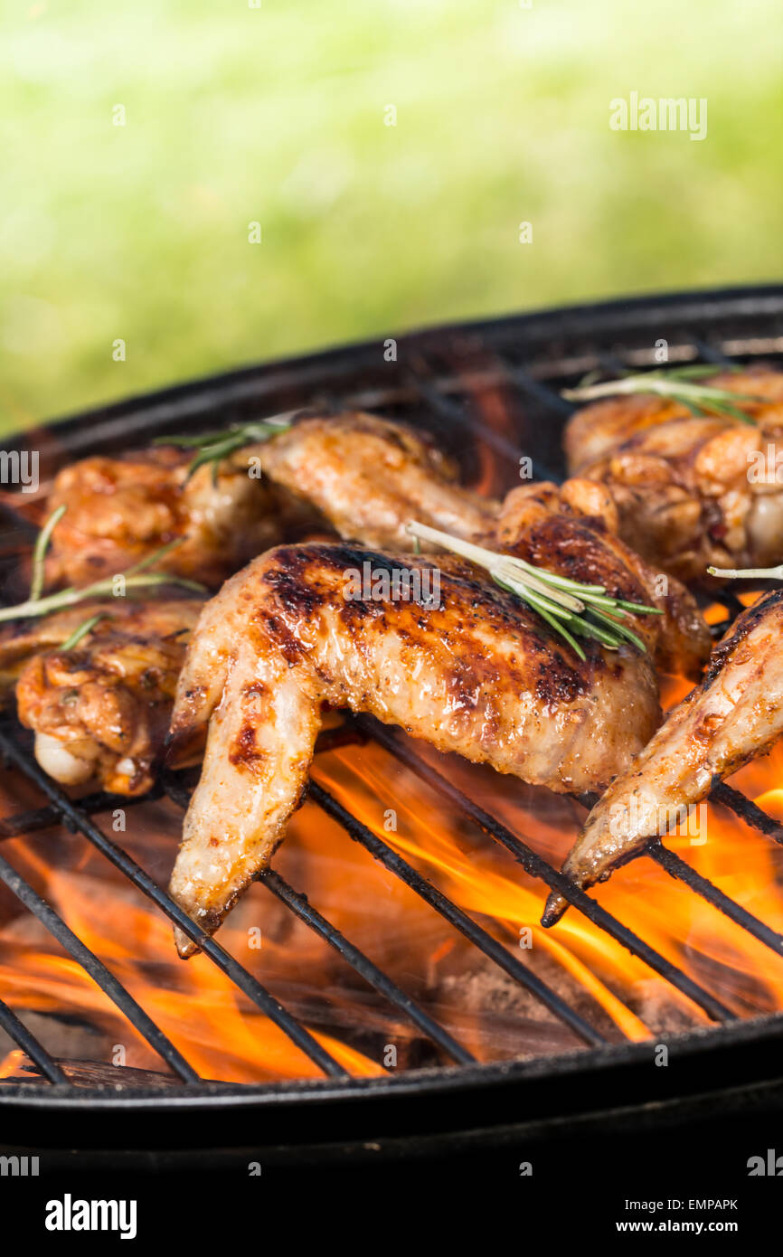 Chicken wings on grill Stock Photo Alamy