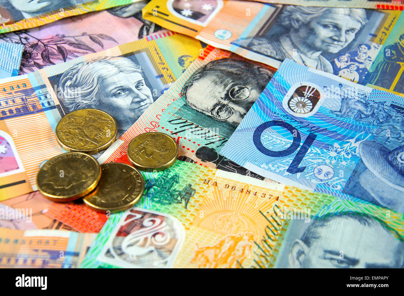 Australian Money concept for savings, spending, or 30th June End of