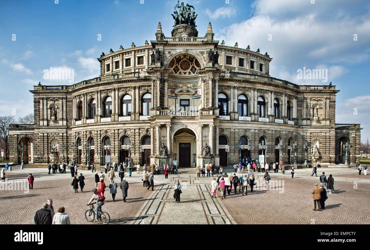Semperoper at the theatre square, Dresden, Saxony, Germany Stock Photo