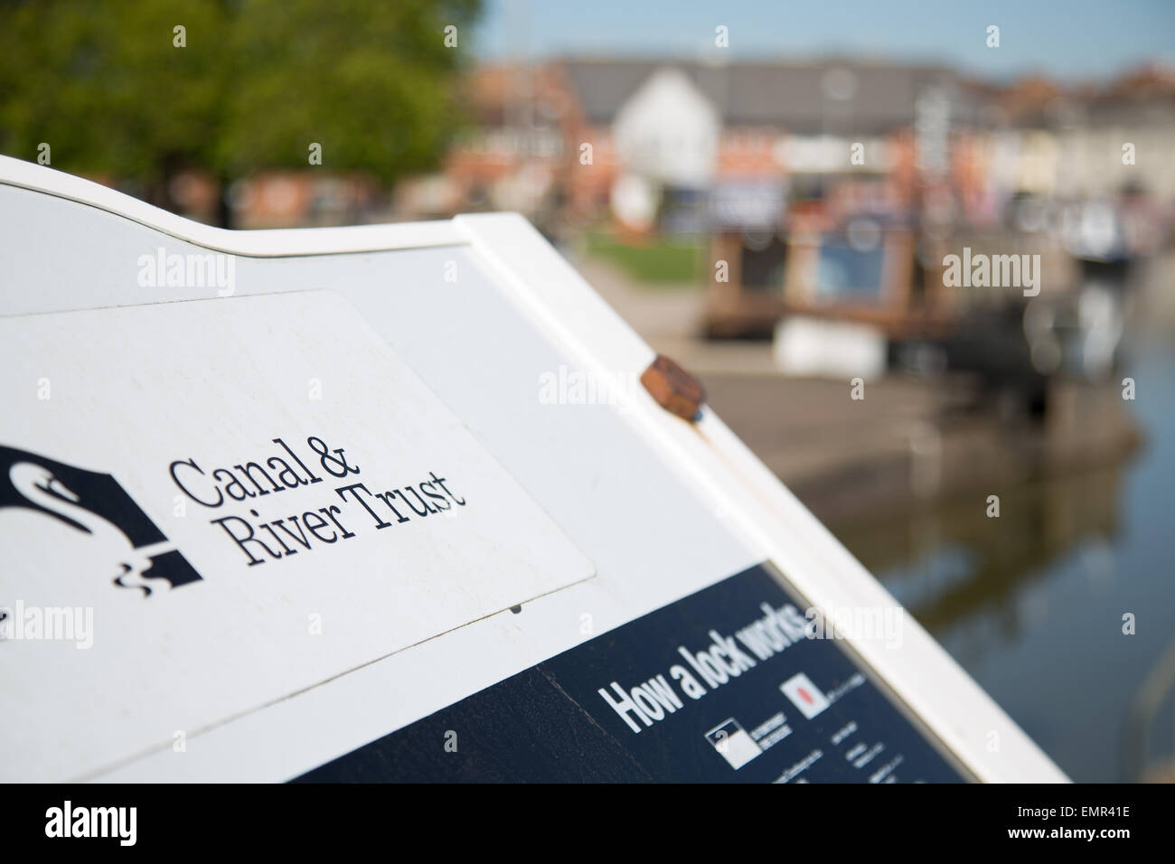 Canal & River Trust sign by the river avon in stratford upon avon Stock Photo