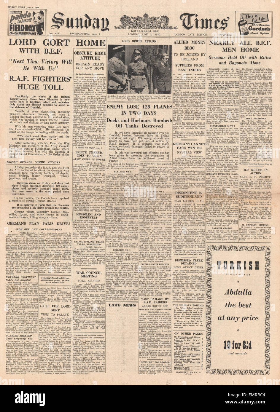 Dunkirk 1940 newspaper hires stock photography and images Alamy