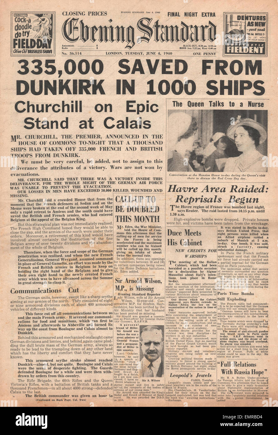 Dunkirk 1940 newspaper hires stock photography and images Alamy