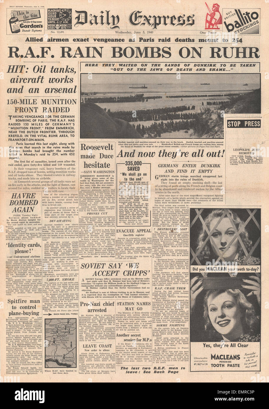 Dunkirk evacuation newspaper hires stock photography and images Alamy