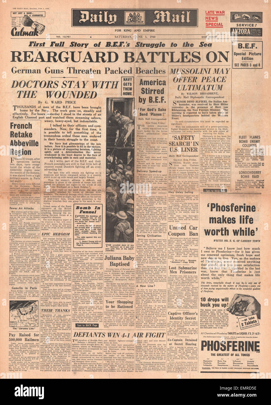 Dunkirk 1940 newspaper hires stock photography and images Alamy