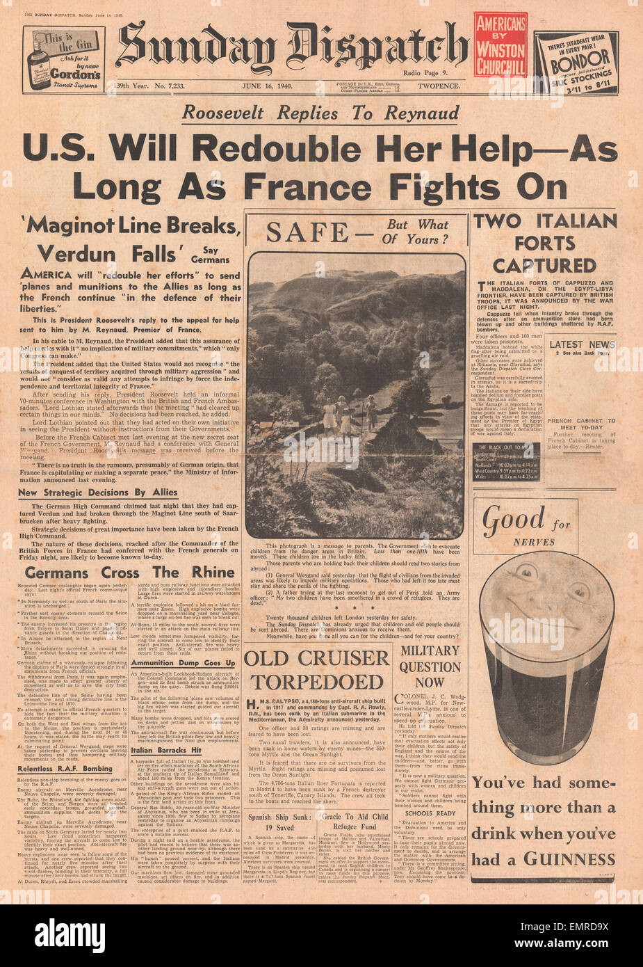 1940 sunday dispatch president roosevelt hires stock photography and