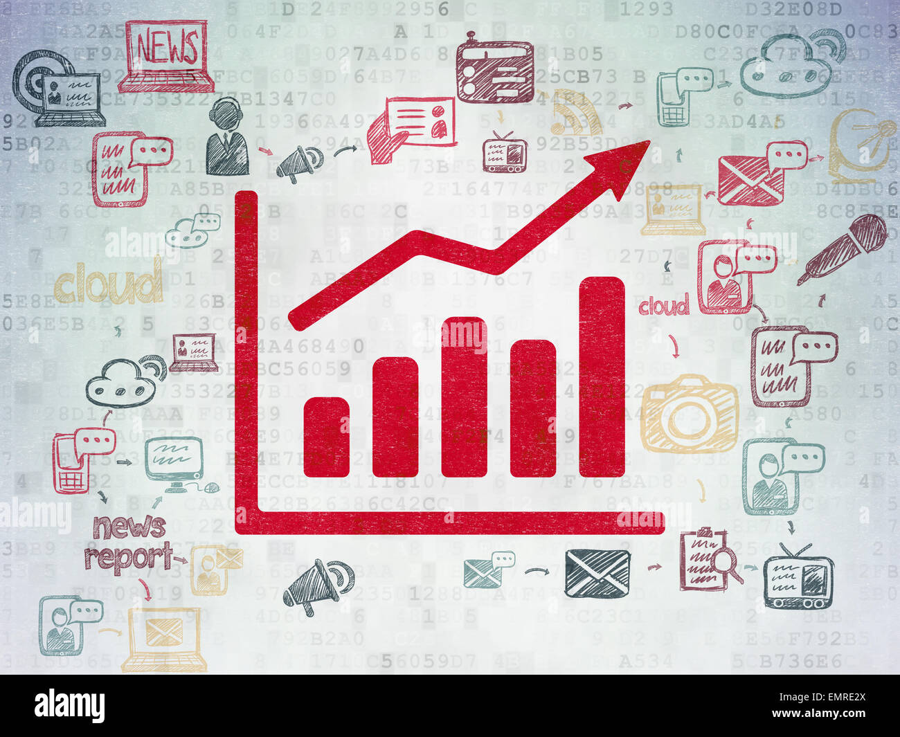 News concept: Growth Graph on Digital Paper background Stock Photo - Alamy