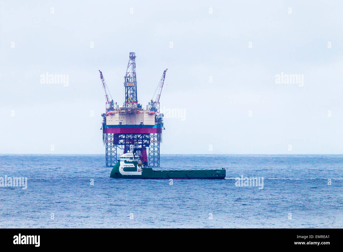 Maersk Resolve is the third in a series of four high-efficiency, 350ft jack-up rigs in Maersk Drilling's fleet. Since its delive Stock Photo