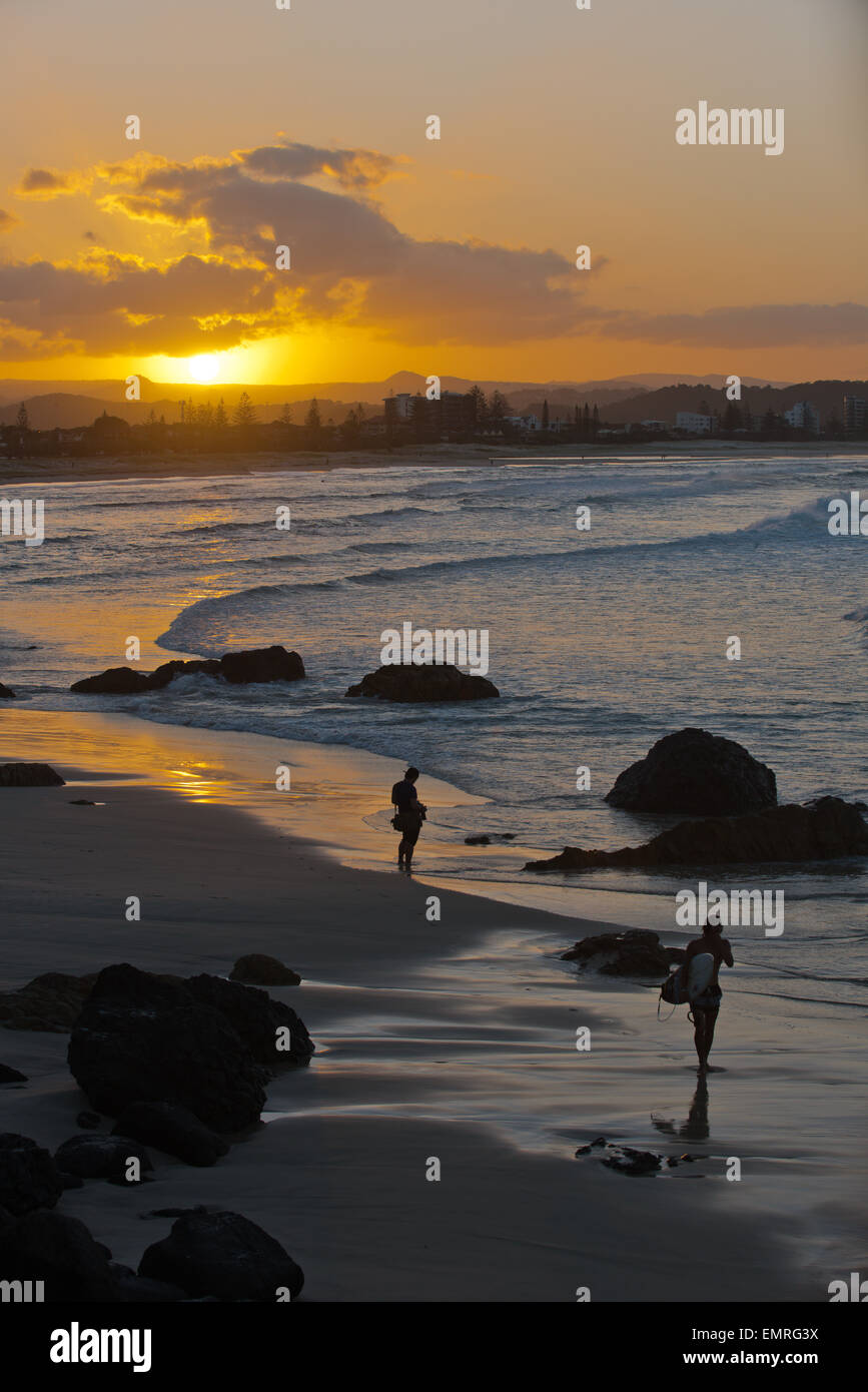 Dramatic Kirra beach sunset Stock Photo