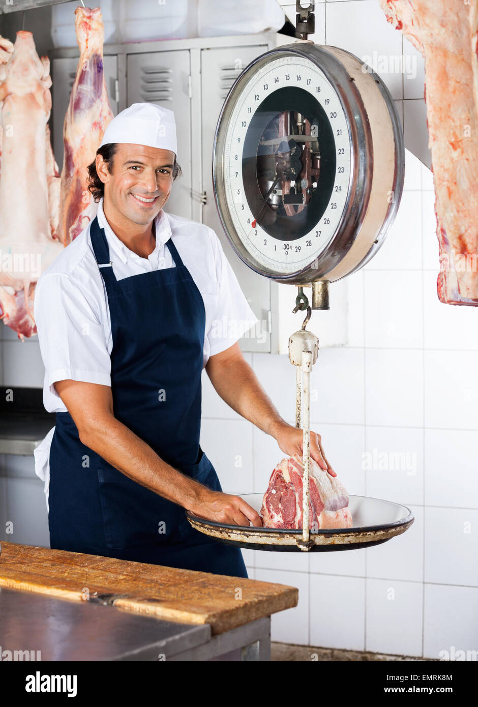 https://c8.alamy.com/comp/EMRK8M/confident-butcher-weighing-meat-on-scale-EMRK8M.jpg