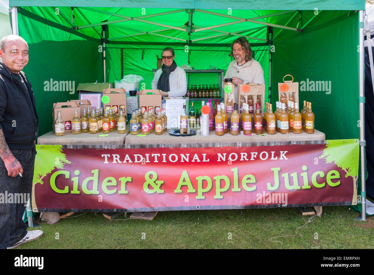 A stall selling Traditional Norfolk Cider & Apple Juice at Framlingham