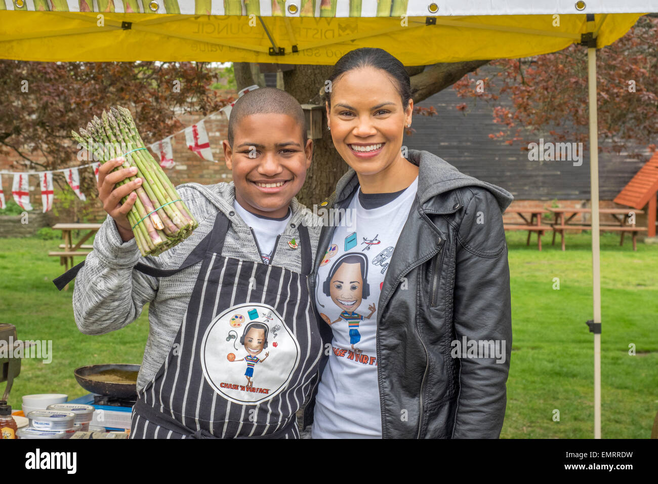Evesham, UK. 23rd Apr, 2015. Californian celebrity chef Chase Bailey  and his mother Mary at the UK Asparagus Festival in the Vale of Evesham, Worcestershire, UK on Thursday  23rd April 2015 Credit:  Ian Thwaites/Alamy Live News Stock Photo