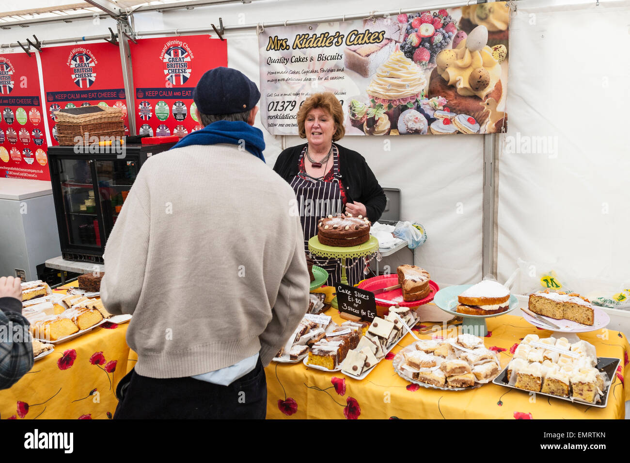A stall selling cakes & biscuits at Framlingham Country Show in Framlingham , Suffolk , England