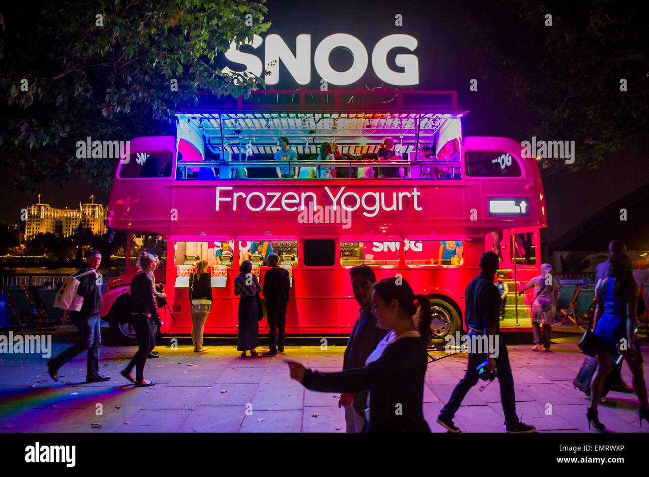 Snog frozen yogurt bus on the Southbank, London, UK Stock Photo Alamy