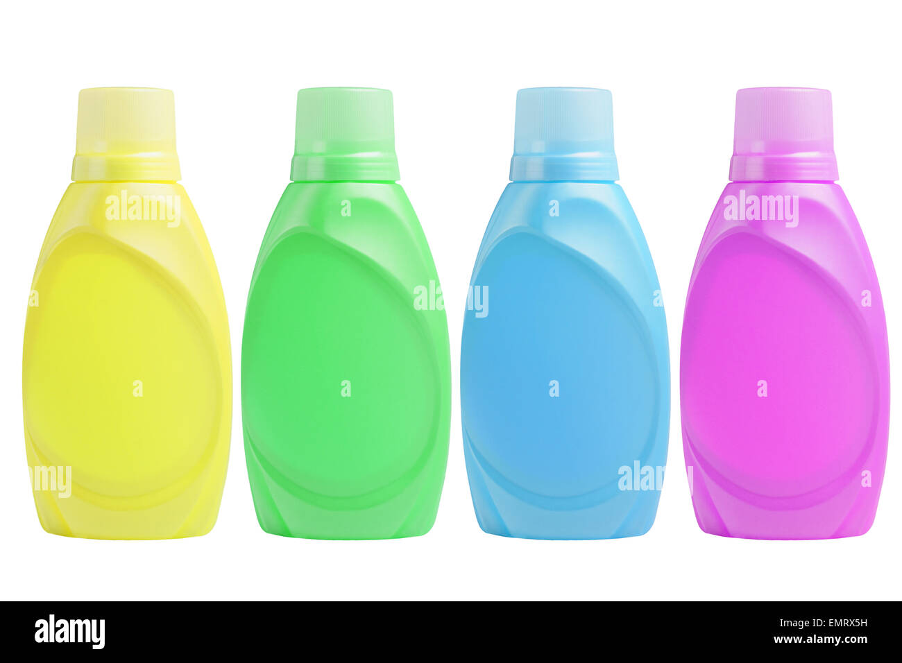 Plastic Shampoo Bottles on White Background Stock Photo