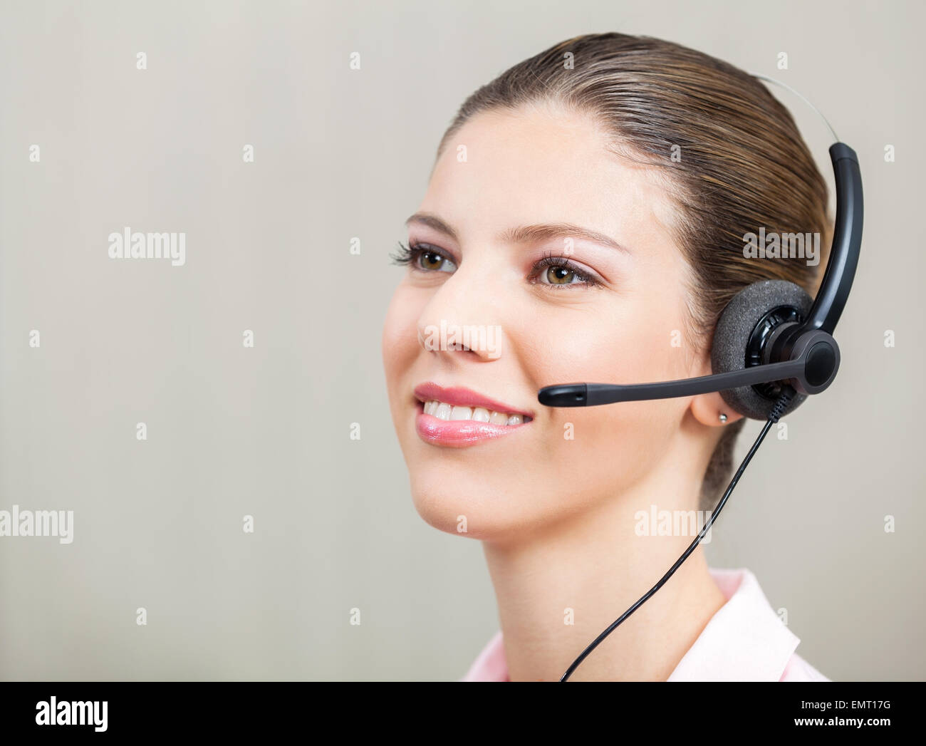 Customer Service Representative Wearing Headphones Stock Photo Alamy