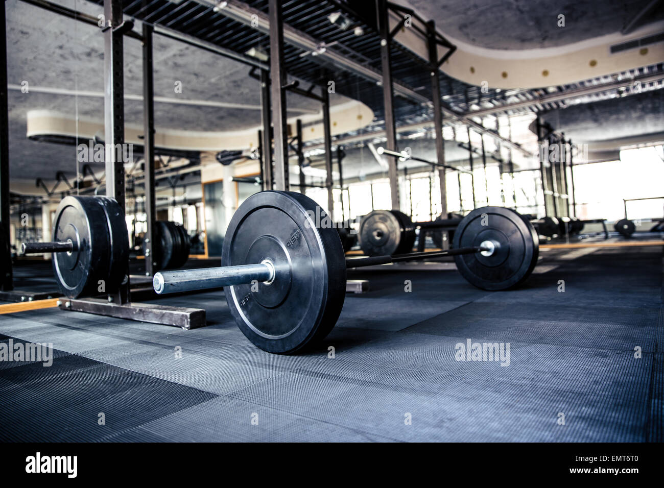Closeup image of a gym interior with equipment Stock Photo