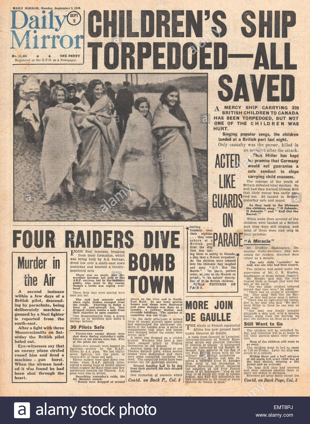 1940 Front Page Daily Mirror German Submarine U 60 Torpedoes Evacuee Liner Ss Volendam Battle Of Britain 1940 Front Page Daily Mirror German Submarine U 60 Torpedoes Evacuee Liner Ss Volendam Battle Of Britain