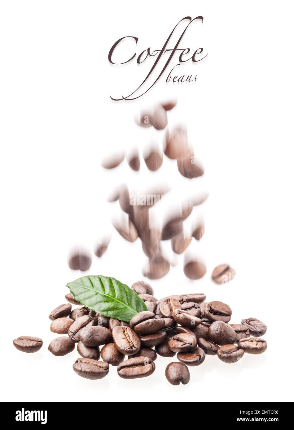 Flying coffee beans isolated on white background Stock Photo