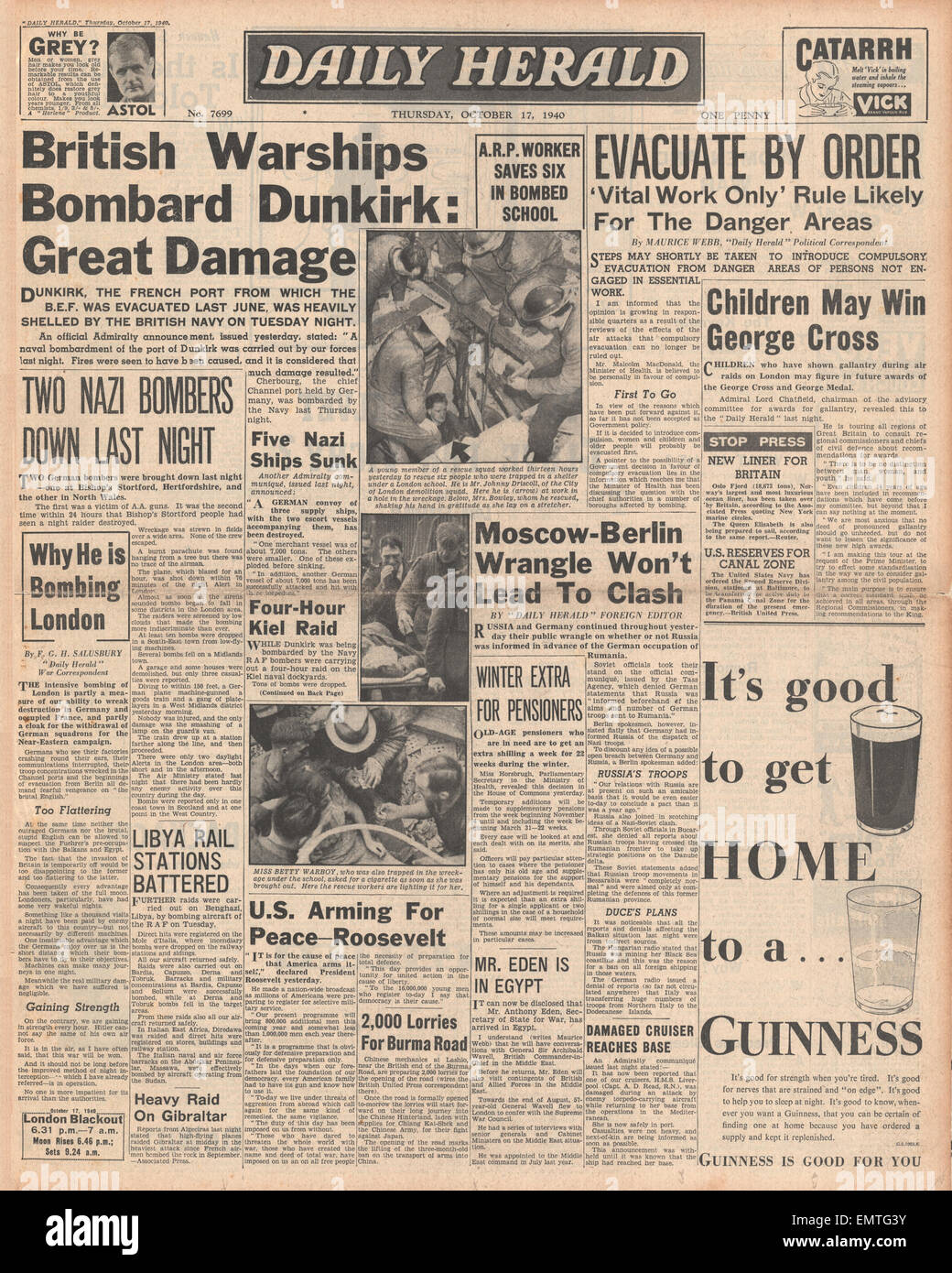 Dunkirk 1940 newspaper hi-res stock photography and images - Alamy