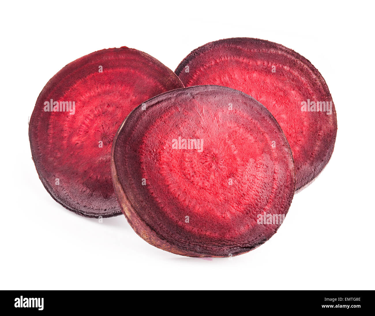 Red beets slices isolated on white background Stock Photo