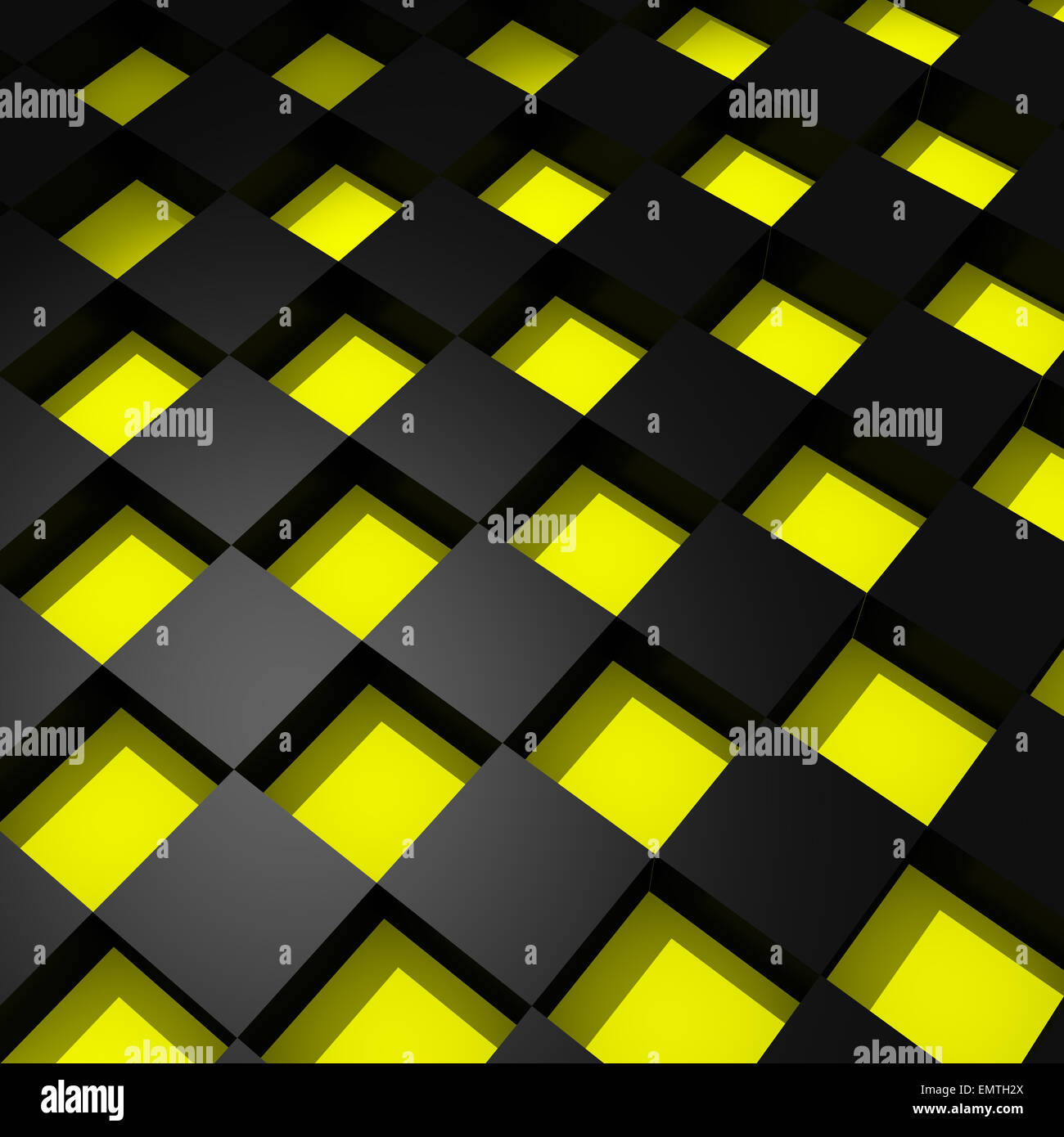 3d rendering of a background with yellow and black cubes Stock Photo ...