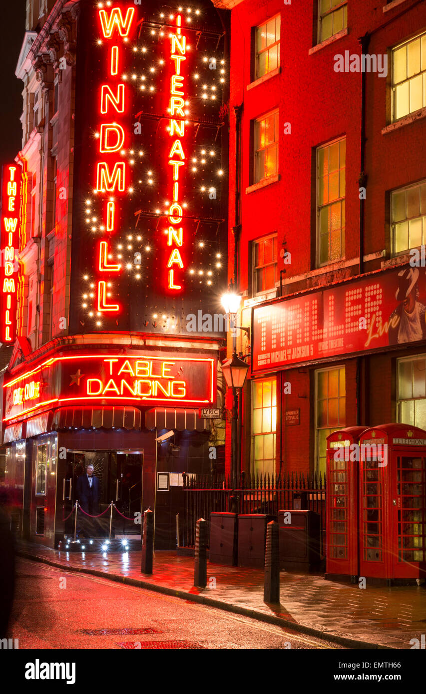 Table dancing club at night, Soho, London, UK Stock Photo