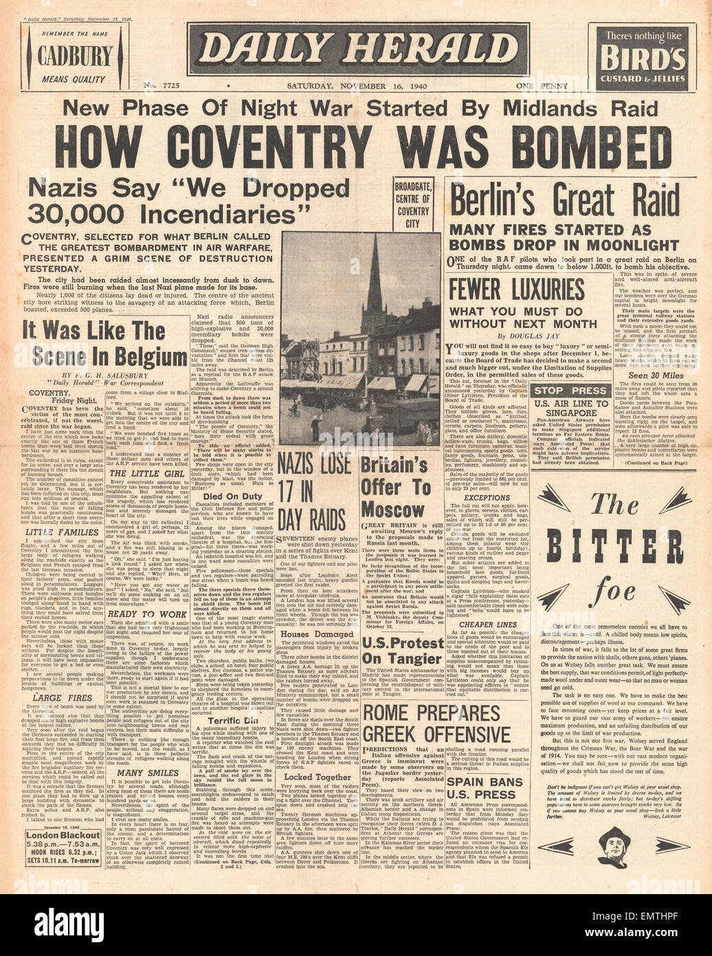 Coventry blitz newspaper hi-res stock photography and images - Alamy