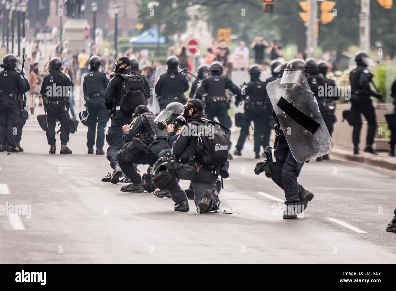 June 26, 2010 - Toronto, Canada. Protesters clash with riot police ...