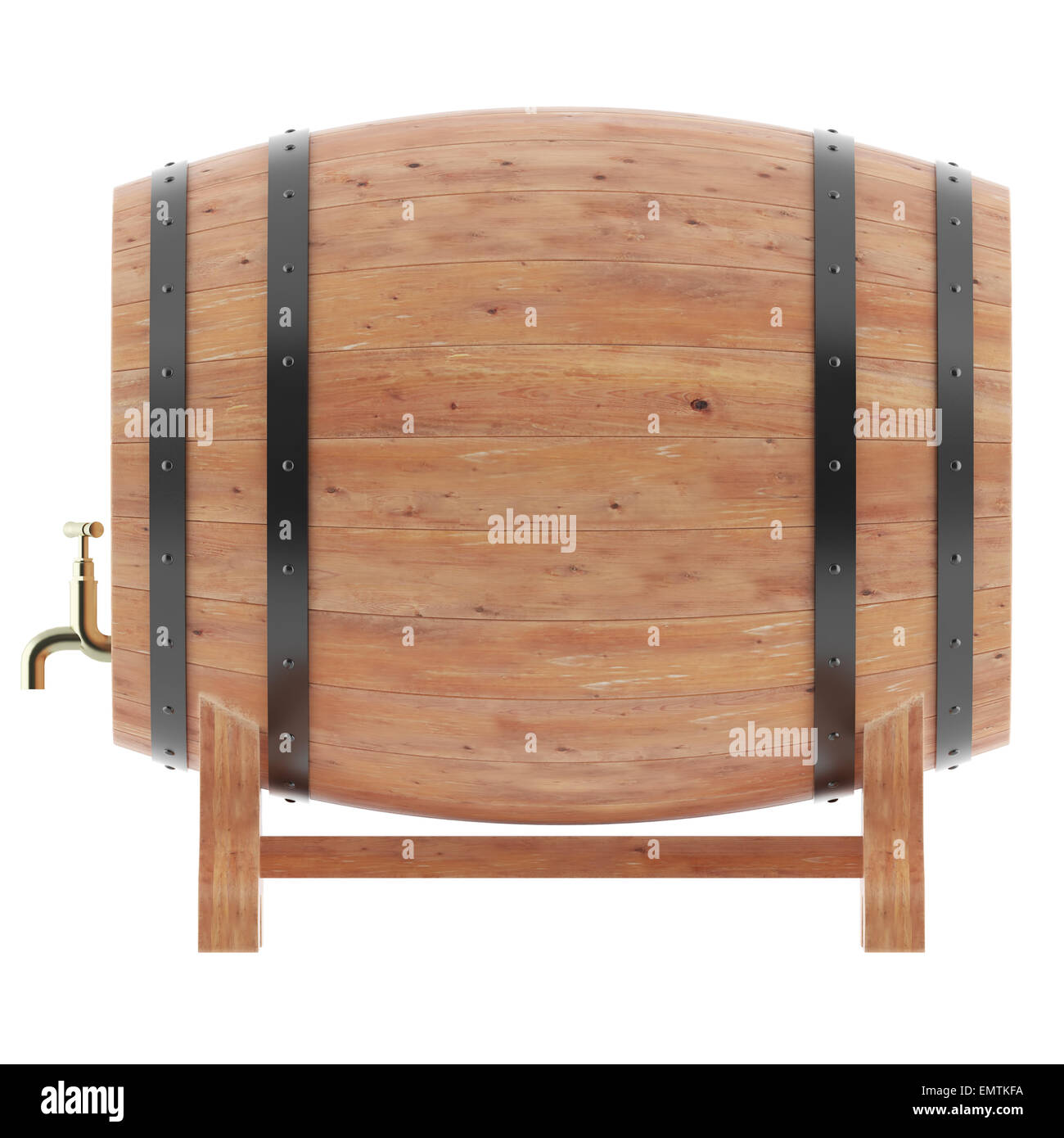 Wine, whiskey, beer, rum barrels isolated on white background. 3D