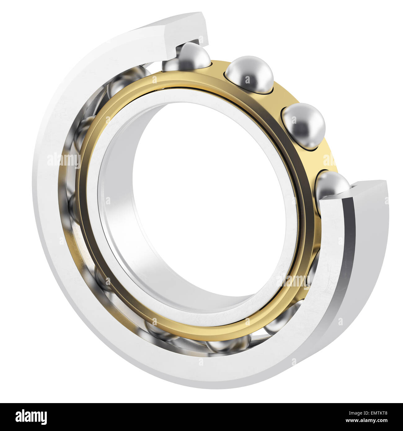 Isolated realistic bearing section on a white background with light