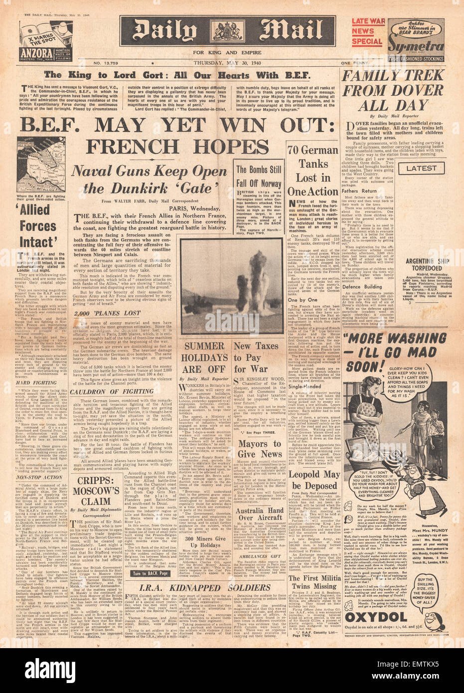Dunkirk 1940 newspaper hires stock photography and images Alamy