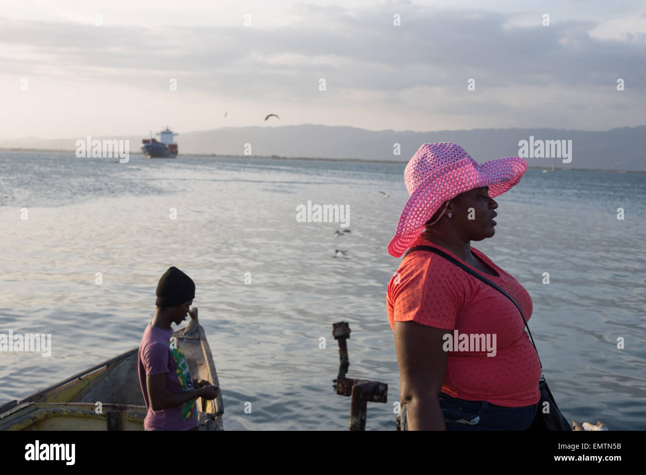 At dusk in Port Royal, in Kingston Harbour, Jamaica, in the West Indies, Caribbean. Stock Photo