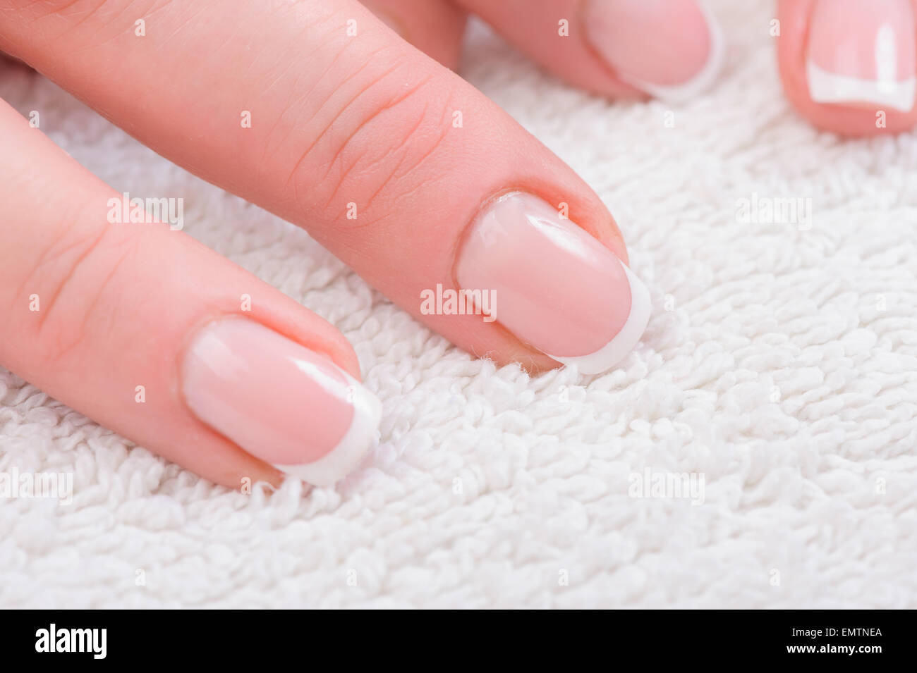 Fingers with french manicure Stock Photo Alamy
