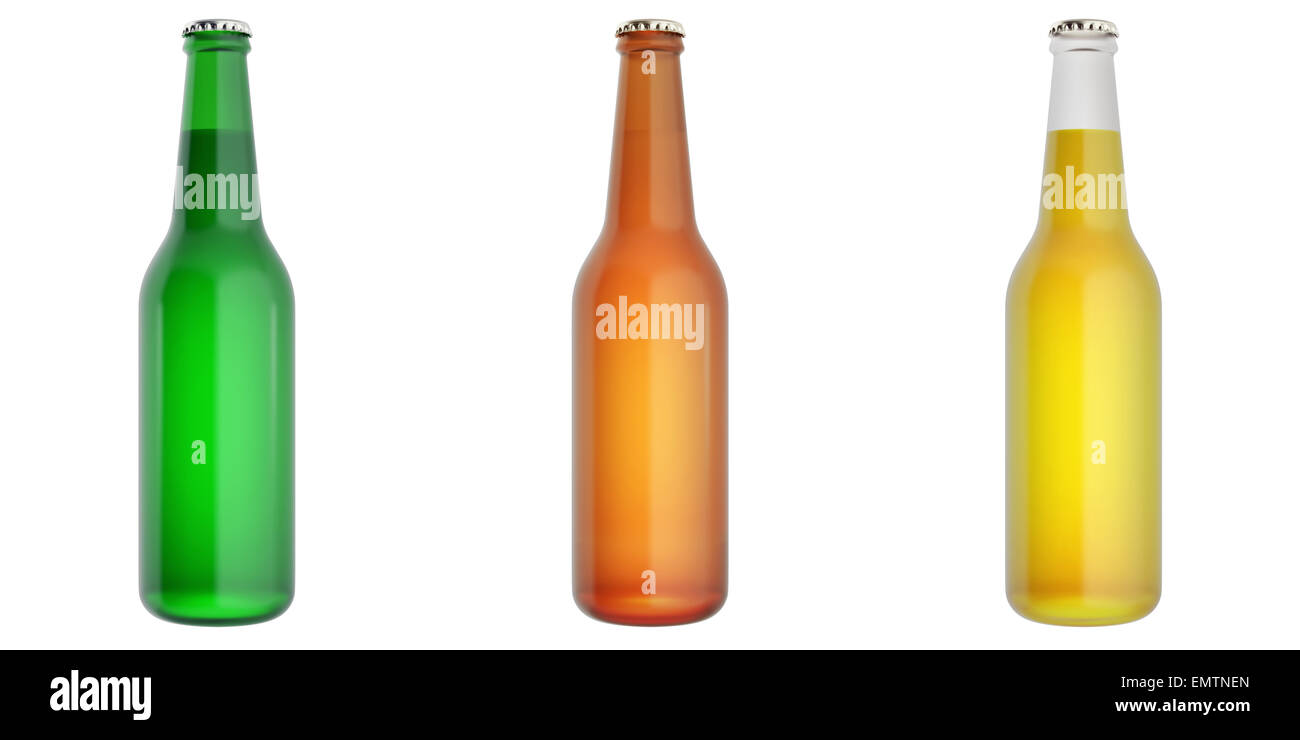 Set of glass beer bottles Stock Photo Alamy