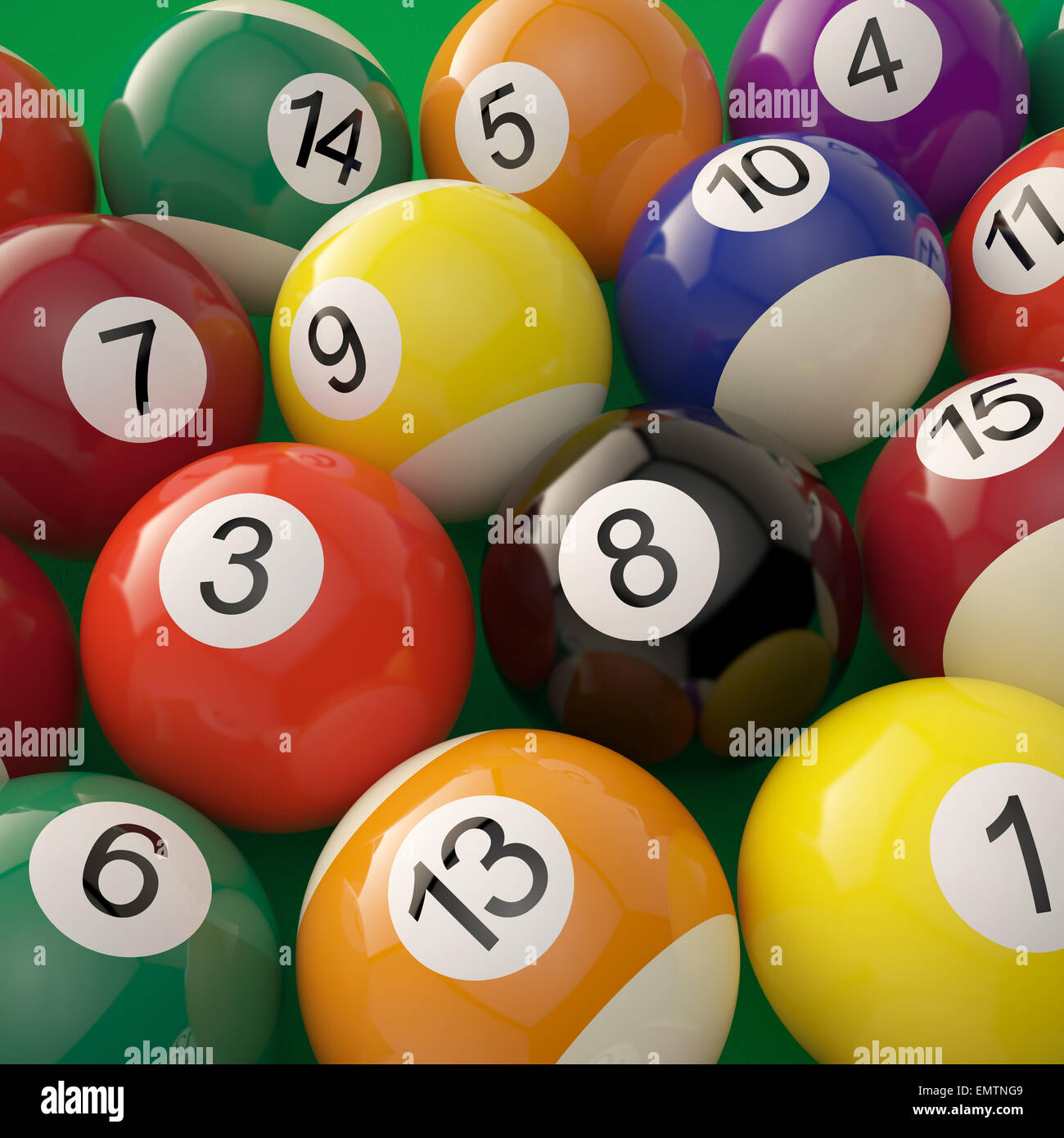 Group of shiny billiard balls Stock Photo Alamy