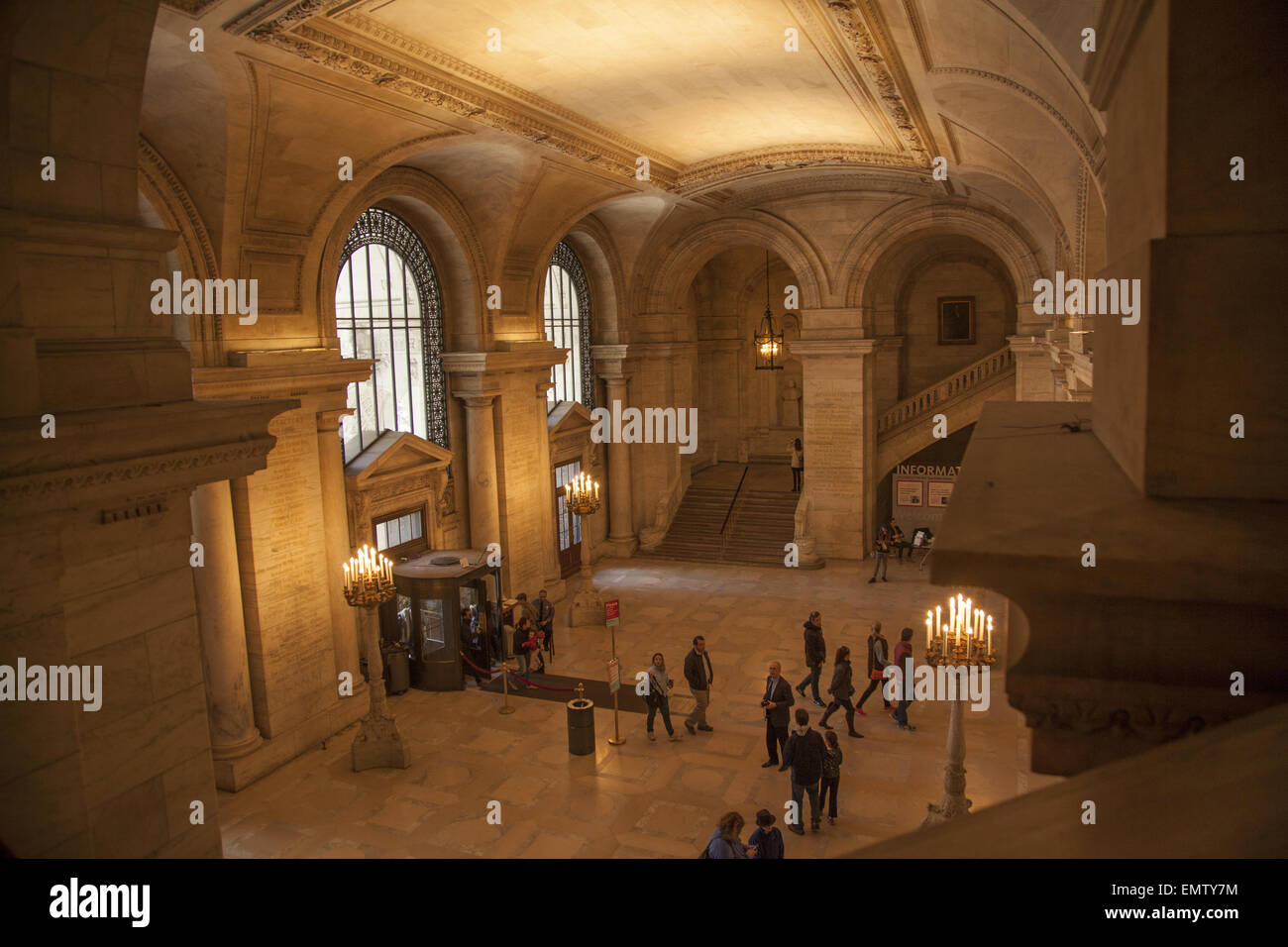 Looking across the entry hall at the New York Public Library at 5th Ave. & 42nd St. in Manhattan, NYC which opened in 1911. Stock Photo