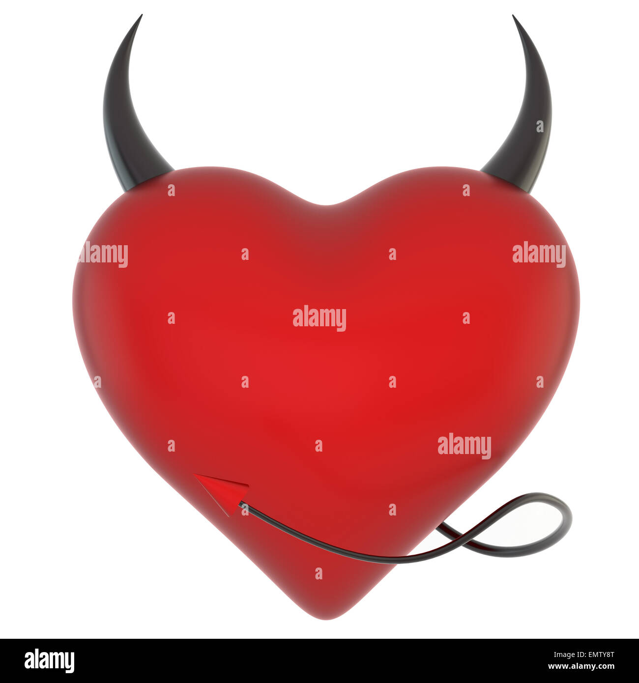Devilish heart with black horns and a tail Stock Photo